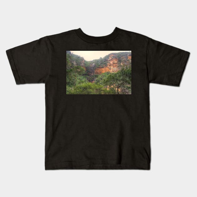 Dry But Beautiful Wentworth Falls Vista Kids T-Shirt by Michaelm43